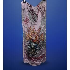 Ed Hardy Christian Audigier 100% Silk Scarf Purple